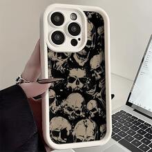 Esqueleto oscuroFunda estampada para teléfono, compatible con modelos como 16E/15/14/13/12/11/PRO/PLUS/PROMAX/MINI, S/A/M/NOTE, S/G/EDGE/E, Transition SPARK/HANTOM/CAMON/INFINIX, Honor 400/PLAY/X/Y, OPPO Reno/A/F, 14/Redmi/POCO/NOTE y otros.Transparente, sencilla, elegante y duradera, fabricada con material protector de TPU.Ideal para San Valentín, Halloween, Navidad y otras ocasiones festivas, ideal para uso personal o como regalo. - Blanco - Ver 1