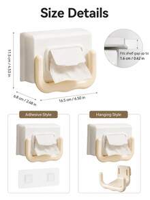 Soporte en forma de U para papel higiénico, estante de almacenamiento de pañuelos faciales para el baño del hogar, estante para colocar toallitas húmedas sin necesidad de taladrar, creativo - Multicolor - Ver 11