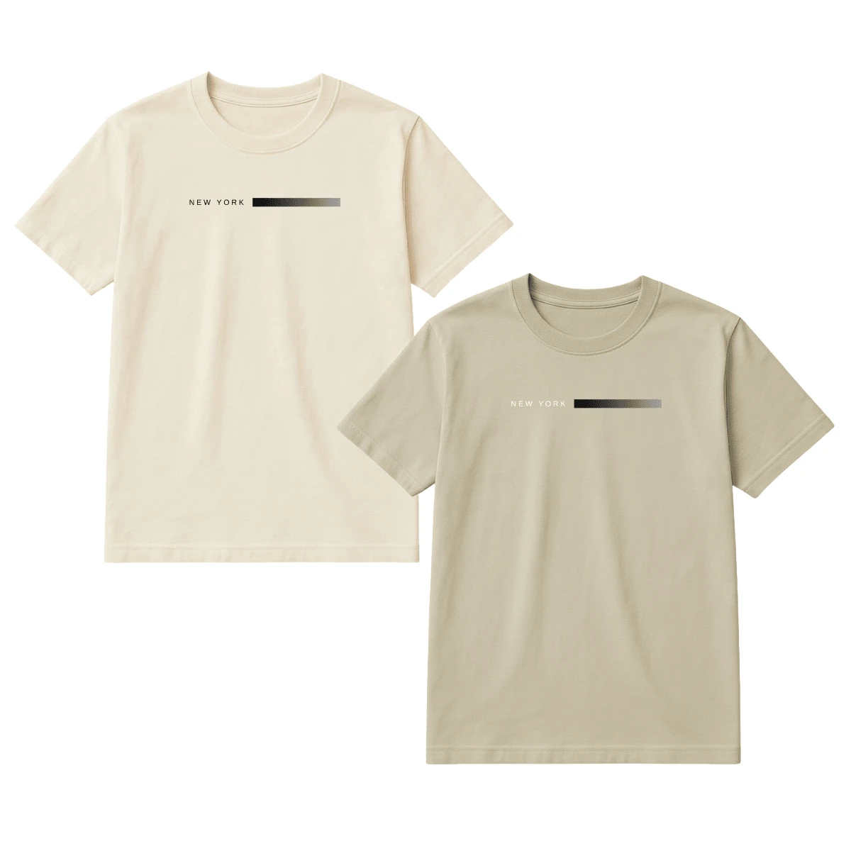 Set Of 2 Men's T-Shirts, 100% Premium Cotton, Printed, Various Colors, New Release - 卡其色和米白色 - 查看 1