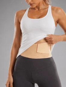 1pc Women's Sports Waist Support Belt, Comfortable Lightweight Ultra-Thin Lumbar Support Belt, Waist Support For Lumbar Disc, Waist Compression Belt, Yoga Training Belt, Suitable For Running, Fitness Equipment, Body Shaping, Entertainment Sports, Musical Instruments, Cycling, Ice And Snow Sports, Extreme Challenges, Hiking, Camping, Shooting Sports And Other Scenarios - Apricot - View 4