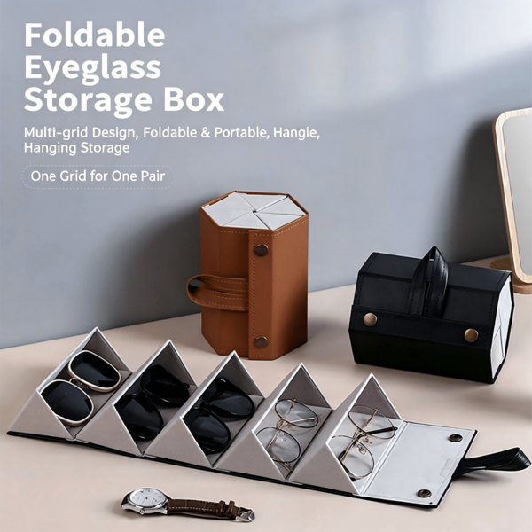 Foldable Soft Glasses Storage Organizer Box, Portable Travel Fashion Glasses Protective Case, Summer Holiday Essential, School Dorm Home Hotel Vacation Travel Universal Storage Box