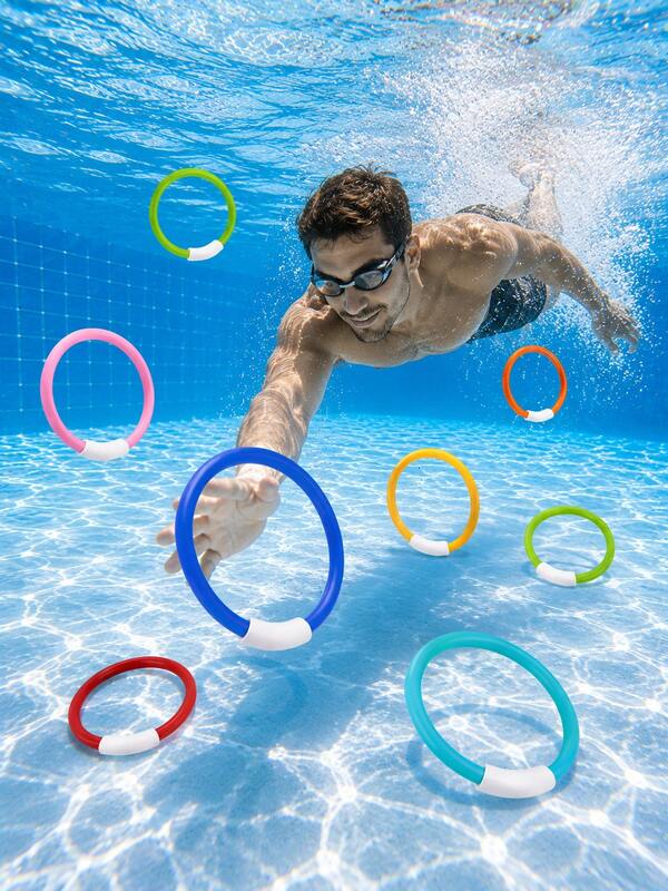 6/2/1 buc. Inele colorate pentru scufăldăi sub apă, inele de aruncat pentru antrenament și exerciții de înot în piscină, accesorii de apă distractive pentru adulți și familii, ideale pentru petreceri de vară la piscină și divertisment acvatic, cadou rafinat de sărbători