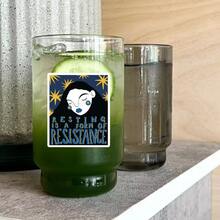 1pc/3pcs Navy Blue Star Closed Eyes Long Hair Girl RESTING IS A FORM OF RESISTANCE Text Sticker, Waterproof No Residue, Suitable For Tumbler Water Bottle, Phone Case, Laptop, Planner Book, Desk, Luggage, Cool Female Power Style, Versatile Decorative Sticker For Girls DIY - Vinyl - View 5