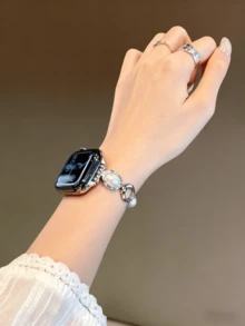 新款珍珠奢華 錶帶 38/40/41/42/44/45/46/49mm，相容 Ultra/SE 2/SE 1/Series 11/10/9/8/7/6/5/4/3/2/1 - 銀色 - 查看 3