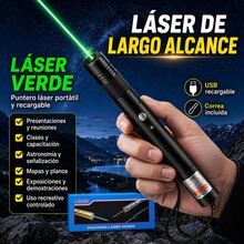 Portable USB Rechargeable Laser Pointer, Visible Light Laser Pointer With Strap Ideal For Presentations, Classes, Exhibitions, Models, Maps And Training - Green color light - View 1