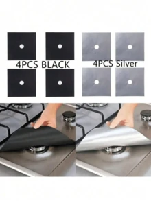 1/2/4pcs Gas Stove Anti-Stain Anti-Oil Mat, Washable Cleaning Pad, Stove Top Protector, Dirt-Resistant Heat-Resistant Fire-Resistant Material, Suitable For Home Gas Stoves - Multiple Styles and Colors - View 4