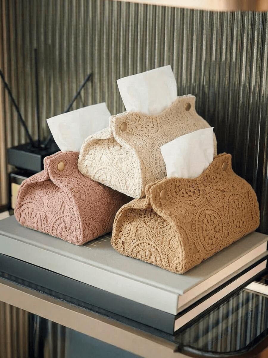 Kotak Tisu Kain Elegan, Tas Penyimpanan Tisu Bermotif Geometris Berongga Gaya Bohemian, Tas Penyimpanan Kapasitas Besar Kelas Atas, Kotak Penyimpanan Kertas Toilet Penting untuk Kamar Mandi, Kamar Tidur, dan Rumah, Kotak Tisu Mobil, Kotak Tisu Dekoratif - MultiWarna - View 1