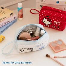 MINISO SANRIO Hello Kitty 旅行化妝包，可愛便攜拉鍊手腕包化妝收納袋，多功能盥洗用品收納包，適用於手提包、保養品、日常必需品與度假 - 彩色 - 查看 2