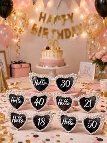 Hello 30 與 40 歲生日珍珠裝飾派對眼鏡，拍照道具、活動裝飾、時尚眼鏡、亮面設計、創意眼鏡，適合派對主辦者 - 生日眼鏡 - 查看 2