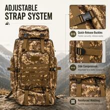 80L/100L Large Capacity Camping Tactical Backpack Camouflage Outdoor Hiking Bag Unisex - Multicolor - View 2
