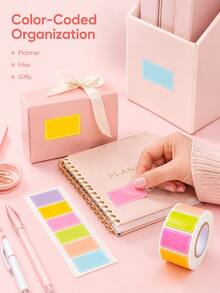 500 pièces Rouleau d'étiquettes vierges auto-adhésives de couleur macaron, étiquettes de classification inscriptibles pour étudiants, école, boîtes de classement, rangement de fournitures scolaires - Plusieurs styles - Voir 2
