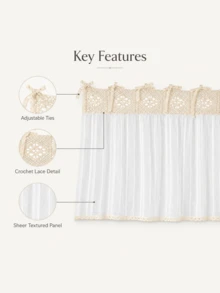 Vintage Häkelspitzen-Ofenvorhang - Böhmischer Landhausstil Ofenschutzabdeckung/Küchendekoration Vorhang, Landhausstil Ofentürvorhang mit Spitzenband, halbtransparenter strukturierter Polyester Küchendekoration, dekorativer Ofengriff-Abdeckungsvorhang - Verschiedenfarbig - Übersicht 7