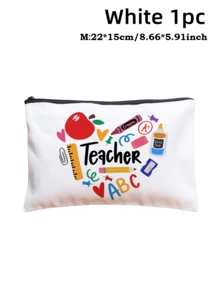 5pcs Best Teacher Theme Zipper Pouch Express Gratitude And Love Makeup Bag Various Snack Small Storage Bag Portable Multi-Functional Storage Bag Teacher Travel Storage Gift Thanksgiving Christmas Birthday Teacher's Day Back To School Graduation Gift - Multicolor - View 32