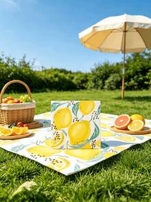 20pcs Disposable Lemon Print Napkins (13 X 13 Inches), Watercolor Style Lemon Napkins, Decorative Fruit Theme, Suitable For Birthday, Party, Daily Use, Tropical Summer Gathering, Wedding Table Setting And More - Multicolor - View 2