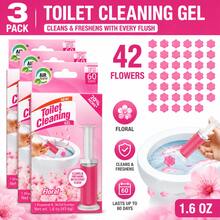 AIR FUSION 42 Count Fresh Flower Gel Stamp Toilet Cleaner, Air Freshener, Fresh Bathroom Toilet Cleaning Gel Stamp, Helps Keep Toilet Clean, Prevents Scale And Toilet Ring, 6 Fragrance Options, Includes 1 Dispenser And 4 Gels - 花的 - 查看 1