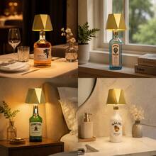 LED Vintage Plug-In Wine Bottle Lamp, USB Rechargeable, Touch Control, Dimmable 3000K-6000K, Portable Night Light, Premium Prismatic Lampshade, Atmosphere/Smart Lighting, Multi-Scenario Use, Suitable For Home Bedroom / Western Restaurant / Bar / B&B / Gift - Bottle Lamp - View 3