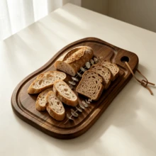 High-Quality Wooden Cutting Board, Kitchen Decor, Wooden Kitchen Board, Food- Kitchen Utensil, Durable Block Design, Suitable For Meat, Cheese, Bread, Fruit And Vegetables, Ideal Kitchen Tool, Great Gift For Home - Brown - View 1