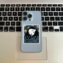 1pc/3pcs Navy Blue Star Closed Eyes Long Hair Girl RESTING IS A FORM OF RESISTANCE Text Sticker, Waterproof No Residue, Suitable For Tumbler Water Bottle, Phone Case, Laptop, Planner Book, Desk, Luggage, Cool Female Power Style, Versatile Decorative Sticker For Girls DIY - Vinyl - View 6