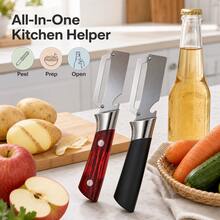 2-In-1 Stainless Steel Vegetable Peeler & Bottle Opener, Multifunction Manual Kitchen Peeling Tool For Potatoes, Carrots, Fruits & Vegetables, Ergonomic Handle Kitchen Gadget - Multicolor - View 5