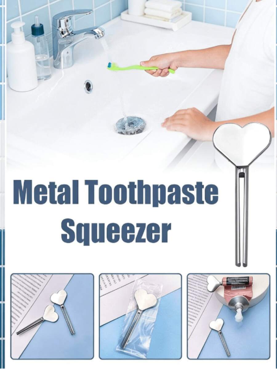 Toothpaste Squeezer - Heart-Shaped Tube Roller, Suitable For Cosmetics, Oil, Cream And Paint Dispensing, Non-Electric Design, Durable And Easy To Use, Cosmetic Dispenser | Heart-Shaped Design | Non-Electric Squeezer, Toothpaste Tube Squeezer