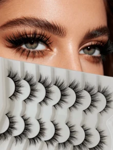 Manga Anime False Eyelash Set With Tweezers, Spiky Doll Eye Lashes, Natural Fluffy Cartoon Style Cosplay Eyelash Set - 查看 2
