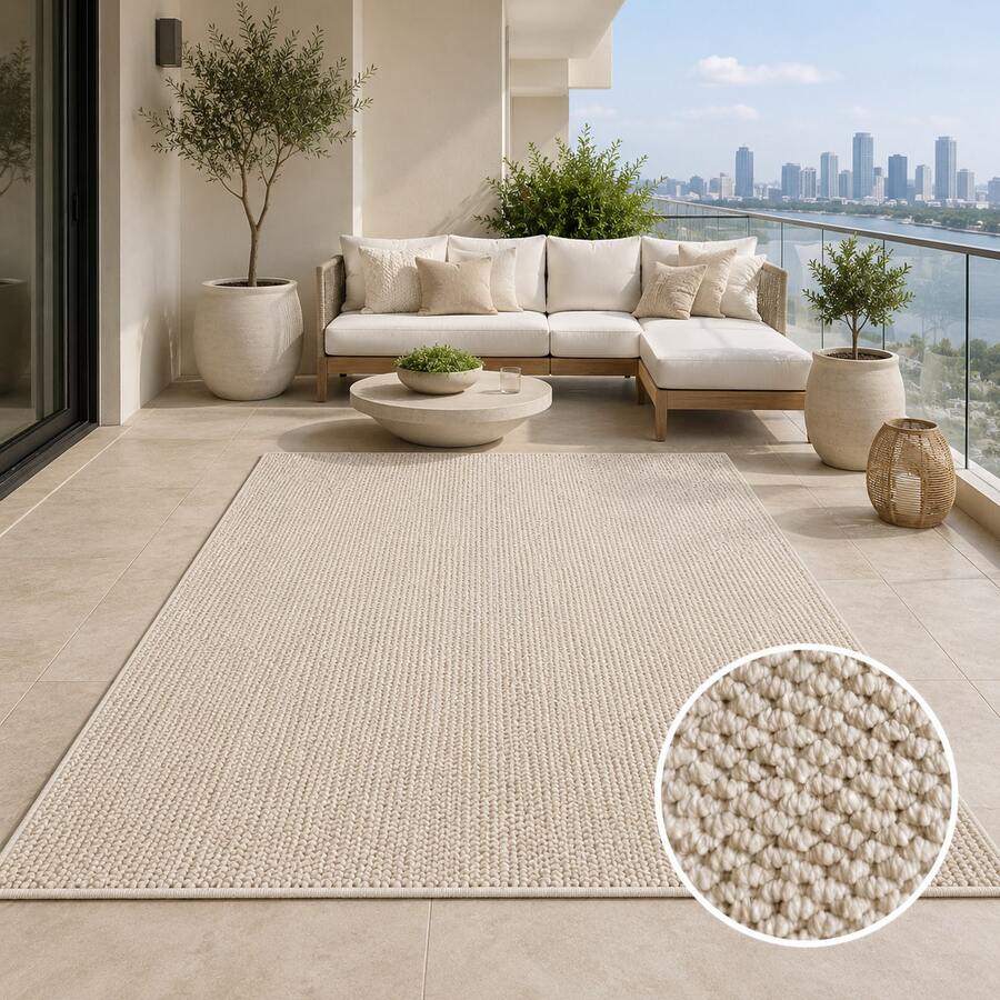 Outdoor Pineapple Textured Carpet - Waterproof All-Weather Patio Rug, With UV Resistance And Non-Slip Backing, Durable Beige Neutral Mat Suitable For Patio, Poolside, Garden, Balcony, RV - Easy To Clean, Fade-Resistant, Durable Outdoor Carpet, Suitable For Yard, Porch, Beach House - Contemporary Textured Woven Outdoor Rug With Non-Curling Design, Machine Washable