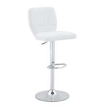 Height-Adjustable Bar Stool / 360° Swivel Bar Stool / With Backrest And Footrest / Leather Upholstery / Load Capacity 136 Kg / For The Bar At Home Or In The Office - 銀色+白色 - 查看 10