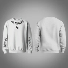 Moletom Gola Redonda Masculino Careca Los Angeles Estampa Gótica Inverno Grunge Streetwear Casual Sem Capuz - Branco - Visão 1