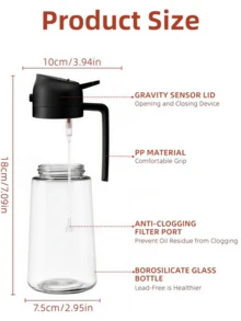 1pc 2-In-1 Oil Sprayer & Pour Dispenser, Ideal For Home Cooking, BBQ & Salad Dressing, Must-Have Kitchen Gadget, Air Fryer Accessory, Comes With Label Stickers - View 3