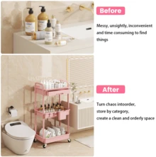 3 Tier Rolling Storage Cart With Drawers Rolling Utility Cart With Drawers,Room Decor,Bathroom Decor,Rolling Utility Cart Rolling Storage Organizer Tool For Kitchen,Bathroom,Living Room,Office Outdoor Decor - View 8