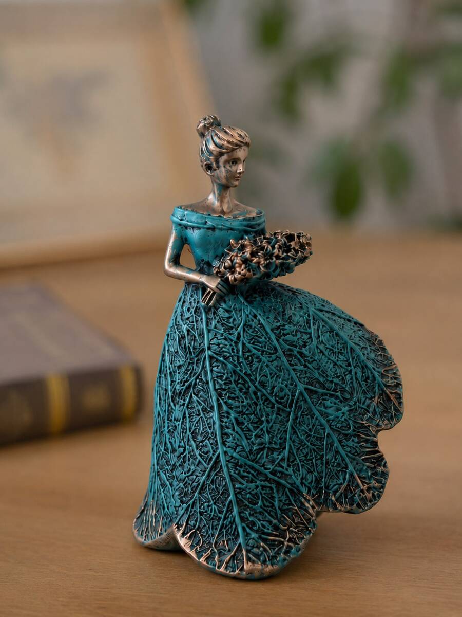 Cute Small Home Decor Statue, Resin Lady Figurine For Desk Shelf Decoration, Simple Room Accent Ornament, 15cm Table Decor - New Model - View 1