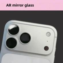適用於 iPhone 17pro Max/16pro/15pro/AIR 的刻印鏡頭保護膜，銀色亮面鋼化玻璃鏡頭蓋，AR 防刮膜 - 彩色 - 查看 4