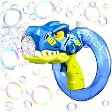 Cool T-Rex Automatic Bubble Gun, Large Capacity Ring-Shaped Leak-Proof Liquid Storage Design, One-Touch Continuous Bubble Output With Colorful Lights, Suitable For Birthday Parties, Beach Camping, Backyard Play And More, 3+ Years Old Boys And Girls, Children's Day, Christmas, 1st Birthday Gift Choice, Outdoor Parent-Child Interactive Atmosphere Toy - Multicolor - View 1