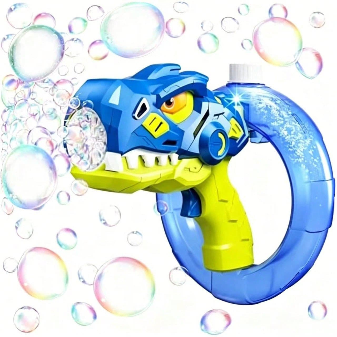 Cool T-Rex Automatic Bubble Gun, Large Capacity Ring-Shaped Leak-Proof Liquid Storage Design, One-Touch Continuous Bubble Output With Colorful Lights, Suitable For Birthday Parties, Beach Camping, Backyard Play And More, 3+ Years Old Boys And Girls, Children's Day, Christmas, 1st Birthday Gift Choice, Outdoor Parent-Child Interactive Atmosphere Toy - Multicolor - View 1