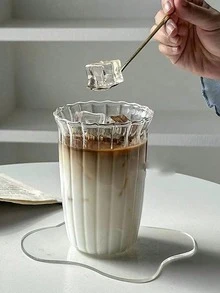 1個 450ml 冰咖啡杯，復古條紋牛奶咖啡杯，冷萃咖啡杯，冰拿鐵杯，創意飲品杯（無吸管），居家下午茶杯，適用於餐廳與咖啡廳 - 無色 - 查看 12