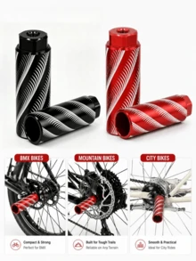 2 Pairs Bicycle Pedals, Aluminum Alloy Material, Non-Slip, Bicycle Rear Seat Pedals, Suitable For Mountain Bike BMX Hook, Bicycle Rear Seat Hook, Suitable For 3/8 Inch Axle, Bicycle Accessories (Please Measure Your Bicycle's Thread Size Before Purchasing To Avoid Poor Buying Experience) - Multicolor - View 3