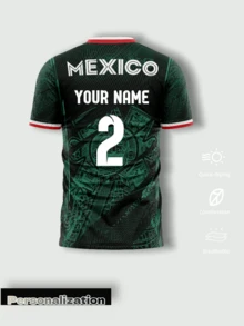 Custom Mexico Soccer Jersey With Printed Name And Number, Sunstone Soft Material, Professional Soccer Tournament Sports Jersey For Men - Dark Green - View 3