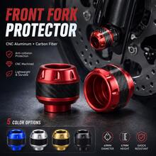 1 Set Of 2 Aluminum Alloy Front Fork Shock Cups, Carbon Fiber Texture Decor Fork Guard, Anti-Collision Mod Parts Fit Dirt Bike Motorcycle Electric Scooter - A - View 1