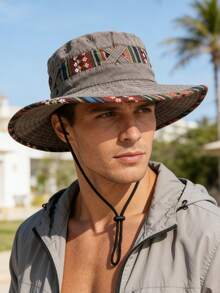 Men's Washed Bucket Hat, Vintage Drawstring Bucket Hat, Siberian Outdoor Sports Sun Hat, Fashionable, Casual, Comfortable Sun Protection Hat, Suitable For Cycling, Travel, Vacation, Hiking And Sun Protection - A - View 5