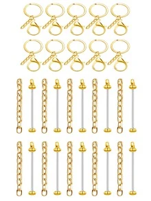 30pcs Double Bar Beaded Keychain Straps - DIY Silver Blank Beaded Keychains - Beaded Keychain Materials For DIY Gifts And DIY Wallet Making - DIY Kit - View 7