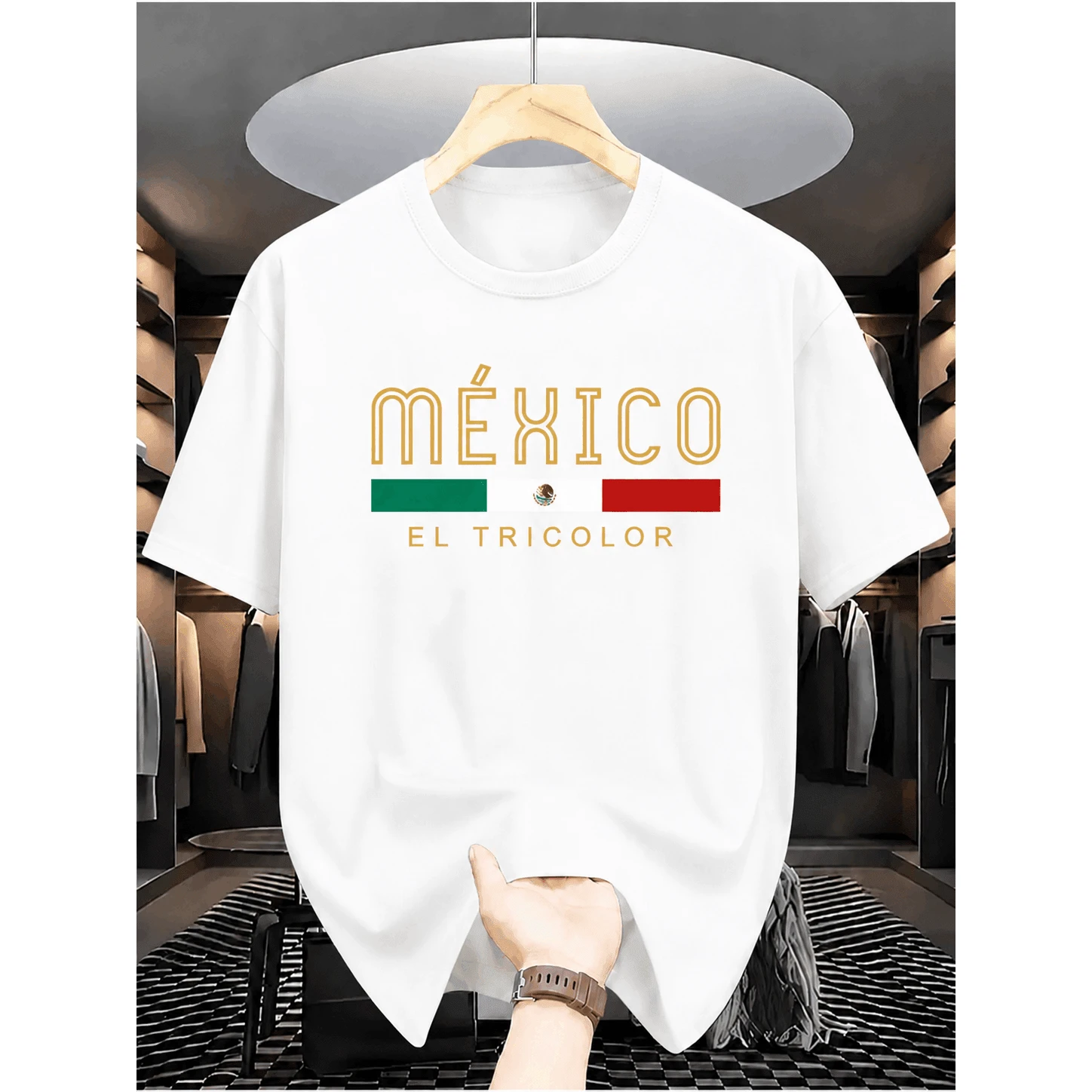1 Pack Of Unisex Printed T-Shirts For Men And Women, Casual Short-Sleeved Shirt With Modern Mexican Style, Comfortable Garment For Daily Wear, Walks, Meetings, Events, Celebrations - 白色 - 查看 1
