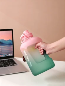 1pc Matte Gradient One-Gallon Fitness Water Jug, Large-Capacity Hand-Held Water Cup With Measurement Markings, Leak-Proof Flip-Top Lid, Portable Hydration Bottle For Outdoor Cycling And Workouts, High-Temperature Resistant Portable Water Bucket - Multicolor - View 6