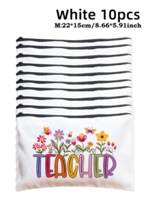 5pcs Best Teacher Theme Zipper Pouch Express Gratitude And Love Makeup Bag Various Snack Small Storage Bag Portable Multi-Functional Storage Bag Teacher Travel Storage Gift Thanksgiving Christmas Birthday Teacher's Day Back To School Graduation Gift - Multicolor - View 88
