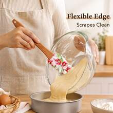 5/1 Printed Silicone Scraper, Detachable Wooden Handle, Kitchen Baking Tool, Home Cooking Utensil, Multiple Patterns Available - Multicolor - View 7