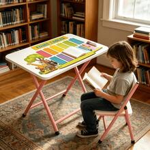Multifunctional Children's Study Desk: Combining Learning, Drawing, And Dining. The Desktop Is Waterproof And Easy To Clean, With Rounded Corners To Prevent Bumps And Knocks. Adaptable To The Developmental Needs Of Children Of Different Ages. - Pink Numbers - View 3