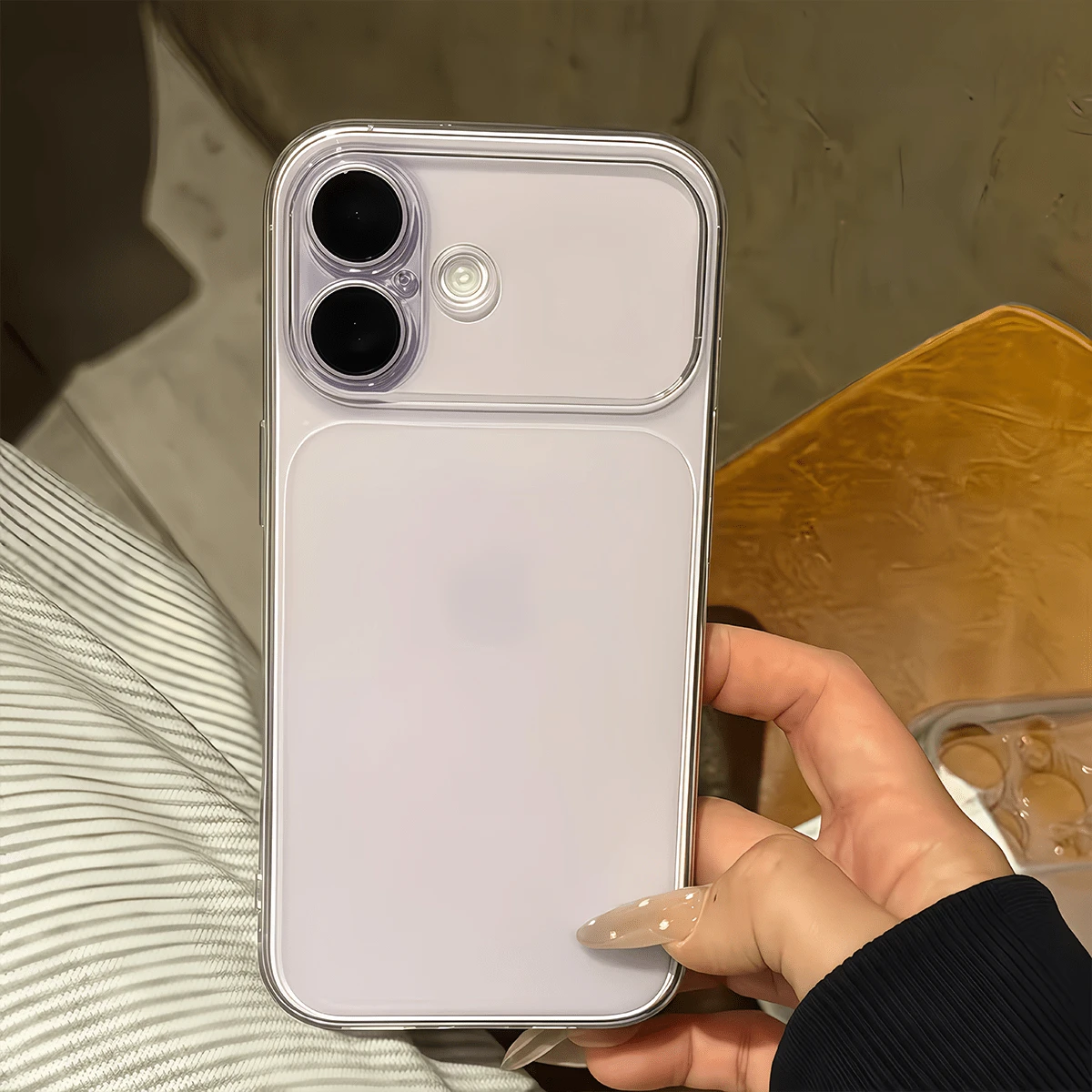 1pc Transparent White Minimalist Solid Color Anti-Drop Soft TPU Fashion Phone Case Full Coverage Anti-Fouling Protective Shell Compatible With Apple 17 16 15 14 13 12 11 Pro Max Air - White - View 1