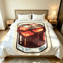 1pc Cartoon Cola Shaped Flannel Blanket, Novel Flannel Blanket, Soft And Comfortable, Suitable For All Seasons, Nap, Office, School, Home, Picnic, Travel, Gift - Burgundy - View 6