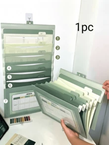1pc Hanging File Folder, Expandable, Color-Coded, Foldable Storage, Suitable For School Office Document Organization, A4 Paper, Student Teacher Supplies, Back To School Essential - Hanging Document Bag - View 8