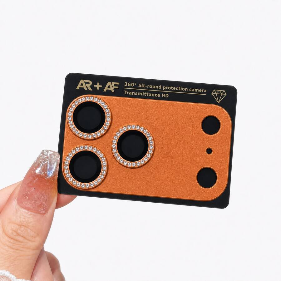 CASECOPS Protector de pantalla de cámara de vidrio templado naranja, compatible con iPhone 17 Pro Max/17 Pro, dureza 9H, textura metálica mate, vidrio ultrafino, con cristales, resistente a arañazos, fácil instalación, antirreflejante, 3D estéreo, protección de cámara de pantalla completa, compatible con fundas de teléfono