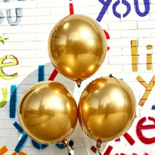 3个/套 4D金属气球 多色套装 - 含吸管和丝带 - 非常适合生日、婚礼、周年纪念、舞会、毕业典礼装饰、时尚派对、单身派对和夏季派对装饰，生日气球，颜色：（粉色、黑色、红色、金色、银色、蓝色、浅紫色、玫瑰金） - 3個4D球 - 查看 6